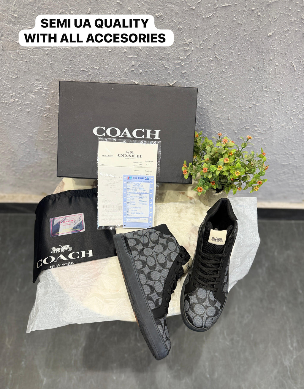 COACH-USA MID GREY WHITE TRAINERS
