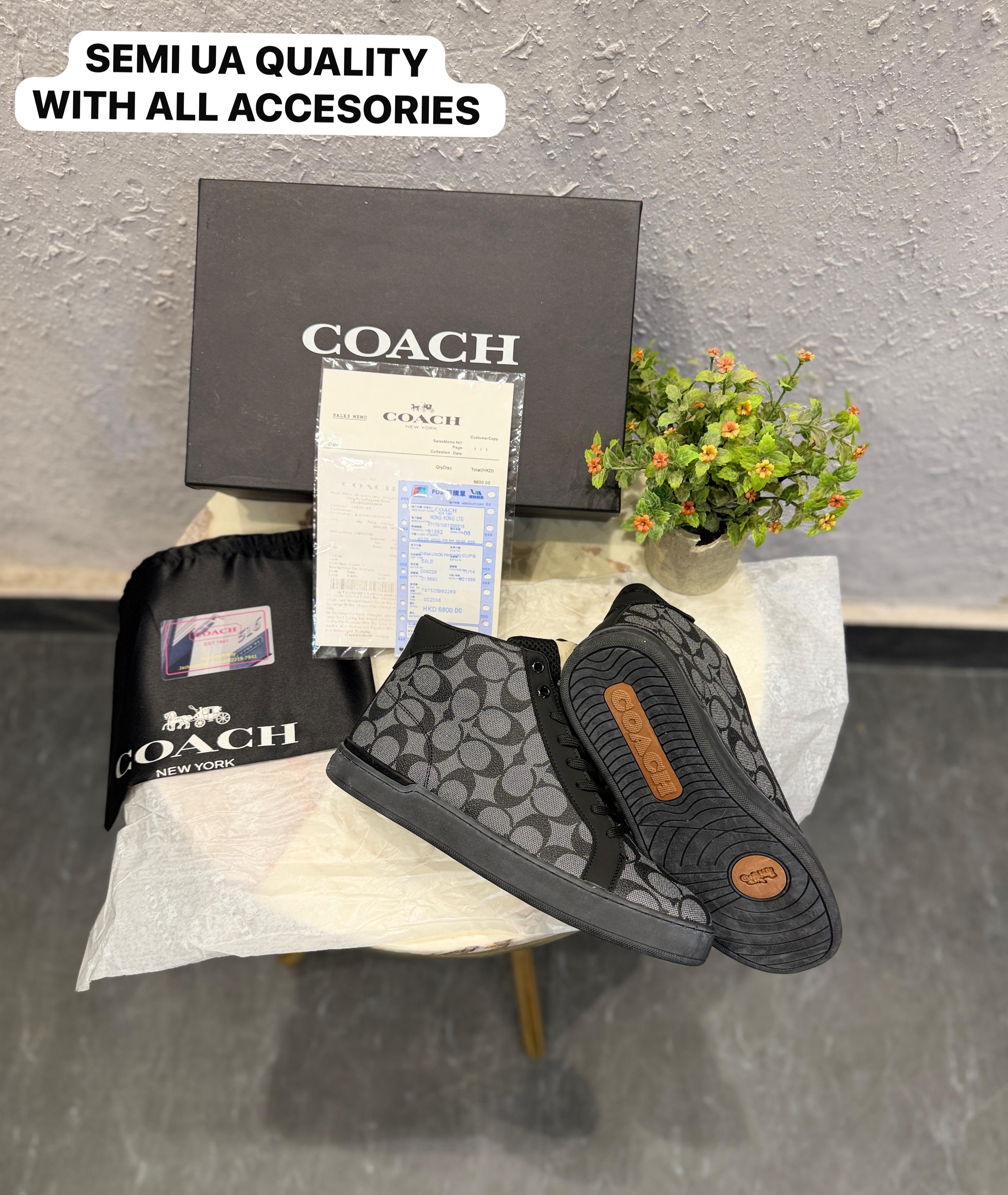 COACH-USA MID GREY WHITE TRAINERS